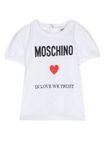 Moschino Kids t-shirt en coton à logo brodé - Blanc