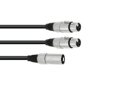 OMNITRONIC Adaptercable XLR(M)/2xXLR(F) 0.5m bk