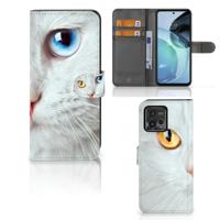 Motorola Moto G72 | Telefoonhoesje | Met pasjeshouder | Witte Kat