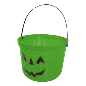 Trick or treat snoep emmertje - pompoen - groen - D20 cm   -