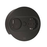 BACHMANN TWIST 2 1xCEE7/3 1xUSB A/C 22W 2,0m AEH RAL9005 30GE rond