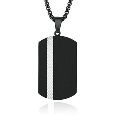 Tom Jaxon Stalen Herenketting met Zwarte Dogtag Hanger - 60cm