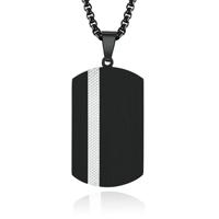 Tom Jaxon Stalen Herenketting met Zwarte Dogtag Hanger - 60cm