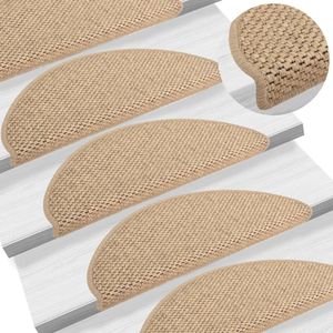 VidaXL Trapmatten zelfklevend 15 st sisal-look 65x21x4 cm zandkleurig