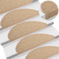VidaXL Trapmatten zelfklevend 15 st sisal-look 65x21x4 cm zandkleurig