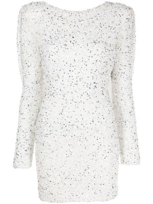 Retrofete robe Merav courte à sequins brodés - Blanc
