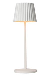 Lucide JUSTINE - Oplaadbare Tafellamp Binnen/Buiten - Accu/Batterij - LED Dimb. - 1x2W 2700K - IP54 - Met draadloos oplaadstation - Wit