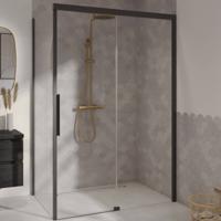 Ben IMotion douchecabine met schuifdeur naar rechts incl. antikalk 140x90x206cm mat zwart