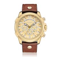 CAGARNY 6882 Fashion waterdichte polychromatische metalen shell quartz horloge met lederen armband