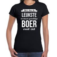 Dit is hoe de leukste en meest geweldige boer eruit ziet cadeau t-shirt zwart dames