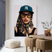 Urban Cotton Wandkleed 'Cool Girl' 145 x 190cm in Frame - black