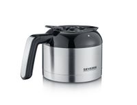 Severin Filterkaffeemaschine mit Mahlwerk und Edelstahl-Thermokanne, Koffiezetapparaat Zwart, RVS (geborsteld) Capaciteit koppen: 8 Display, Met thermoskan, - thumbnail