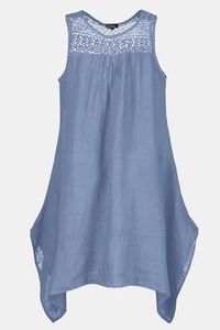 Ulla Popken Jurk, brede bandjes, puntzoom, linnenmix - Grote Maten Ulla Popken Jurk, brede bandjes, puntzoom, linnenmix - Grote Maten