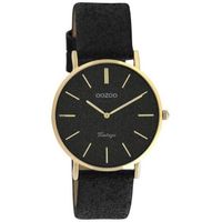 OOZOO C20204 Horloge Timepieces staal-leder goudkleurig-zwart 32 mm