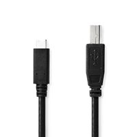 USB-Kabel | USB 2.0 | USB-C© Male | USB-B Male | 480 Mbps | Vernikkeld | 2.0 m | Rond | PVC | Zwar - thumbnail