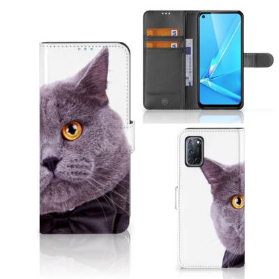 OPPO A72 | OPPO A52 | Telefoonhoesje | Met pasjeshouder | Kat