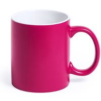 1x Drinkbekers/mokken fuchsia/wit 350 ml