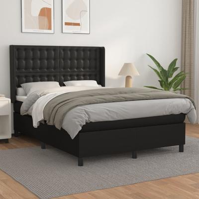 Boxspring met matras kunstleer zwart 140x200 cm