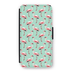 Flamingoprint groen: iPhone 12 Pro Flip Hoesje