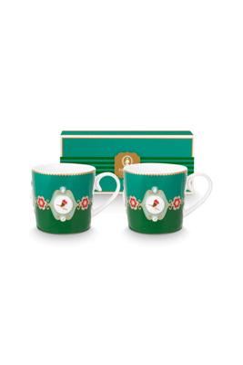 Pip Studio Set/2 Mokken Klein Love Birds Medallion Emerald-Groen