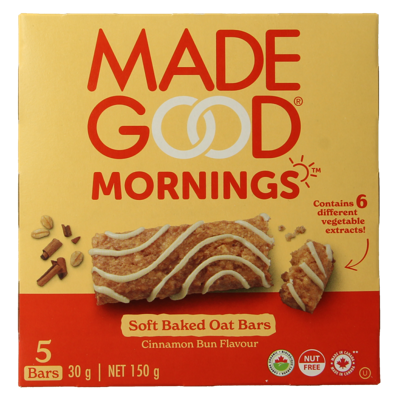 Made Good Morning bar cinnamon bun bio 5 Stuks Made Good Morning bar cinnamon bun bio 5 Stuks