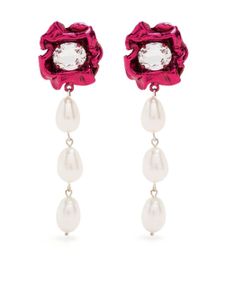 Sterling King boucles d'oreilles Lola serties de cristal et de perles - Rose