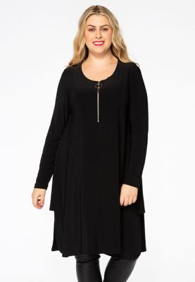Yoek Tuniek met rits | Zwart | Maat 46/48