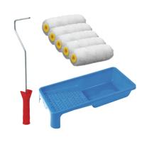 Sorex Verfrollers schilderen set - beugel en verfbak - 5x vacht verfrollers - 10 cm