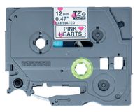 Labeltape met patroon Brother TZe, TZ TZe-MPPH31 Tapekleur: Wit (met roze harten) Tekstkleur:Zwart 12 mm 4 m