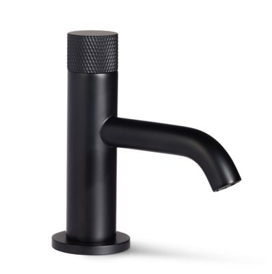 Fonteinkraan Blue Label Brondby Facet | Opbouw | Koudwater kraan | Laag model | 1-knop | Rond | Zwart mat