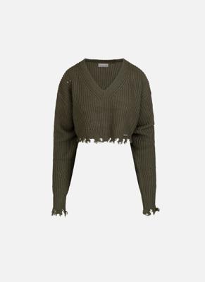 Off The Pitch Knitted Rib V-Neck Cropped Top Dames Groen - Maat M/L - Kleur: Groen | Soccerfanshop Off The Pitch Knitted Rib V-Neck Cropped Top Dames Groen - Maat M/L - Kleur: Groen | Soccerfanshop