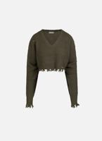 Off The Pitch Knitted Rib V-Neck Cropped Top Dames Groen - Maat M/L - Kleur: Groen | Soccerfanshop