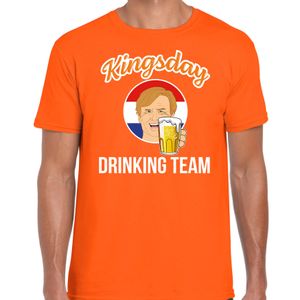 Kingsday drinking team t-shirt oranje voor heren - Koningsdag shirts