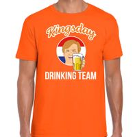 Kingsday drinking team t-shirt oranje voor heren - Koningsdag shirts - thumbnail