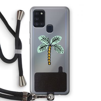 Palmboom: Samsung Galaxy A21s Transparant Hoesje met koord