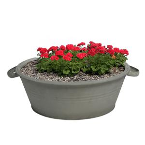 Plantenpot/bloempot teil Farmer - rond - zink - donkergrijs - D40 X H14 cm