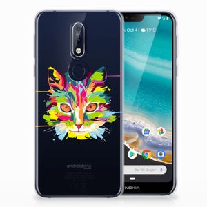 Nokia 7.1 Telefoonhoesje met Naam Cat Color