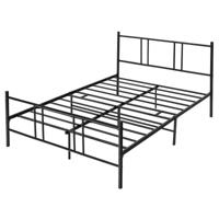 Metalen Bedframe Platform Bedframe met Hoofdbord & Voetbord Zware Stalen Latten Ondersteuning Matras Stichting Geluidsvrij Zwart