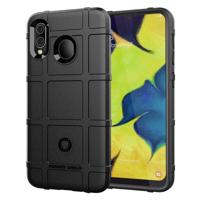 Schokbestendig Rugged Shield volledige dekking beschermende siliconen case voor de Galaxy A20 (zwart)