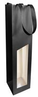 Wijnfleszak 1 fles 9.5x9.5X38.5cm Seduction zwart gecoat met venster..