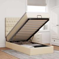 Ottoman bed met matras en LED's 100x200cm stof crèmekleurig