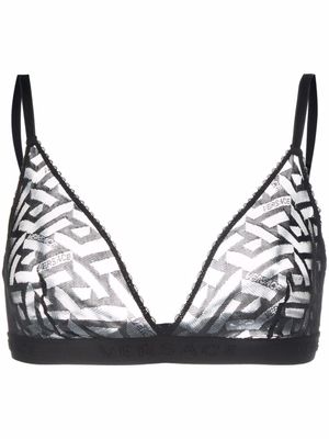 Versace brassière Greca Signature en tulle - Noir