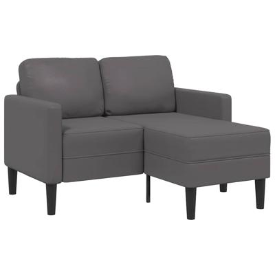 2-zitsbank met chaise longue, L-vormig, grijs, 125 cm, kunstleer