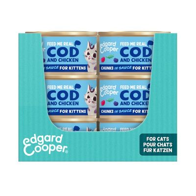 Edgard & Cooper kabeljauw en kip kitten natvoer blikjes 18 x 85gr