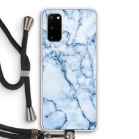 Blauw marmer: Samsung Galaxy S20 Transparant Hoesje met koord