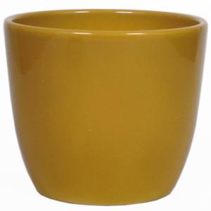 Bloempot - okergeel - glans - keramiek - 15 x 13 cm - plantenpotten binnen