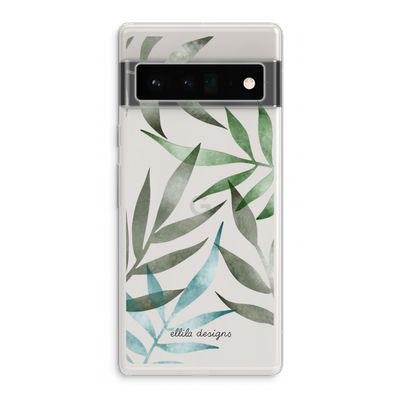Tropical watercolor leaves: Google Pixel 6 Pro Transparant Hoesje