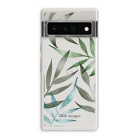 Tropical watercolor leaves: Google Pixel 6 Pro Transparant Hoesje