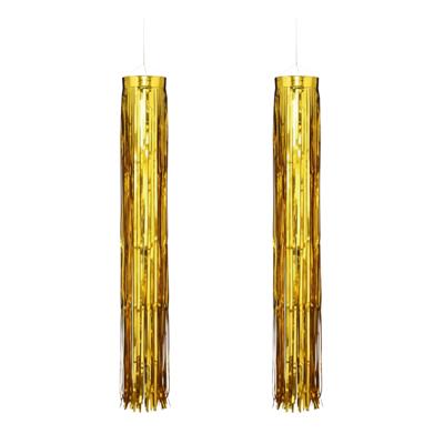 Feest hanger - 2x - L80 cm - goud - glitter - kunststof - disco/seventies - feestversiering Feest hanger - 2x - L80 cm - goud - glitter - kunststof - disco/seventies - feestversiering