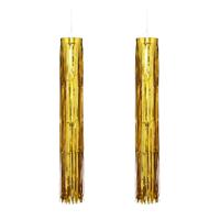 Feest hanger - 2x - L80 cm - goud - glitter - kunststof - disco/seventies - feestversiering